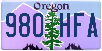 OR license plate 980HFA