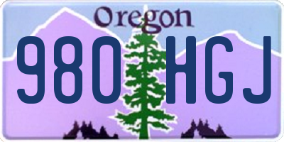 OR license plate 980HGJ