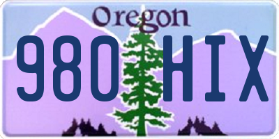 OR license plate 980HIX