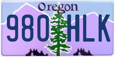 OR license plate 980HLK