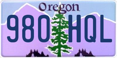 OR license plate 980HQL