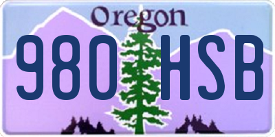 OR license plate 980HSB