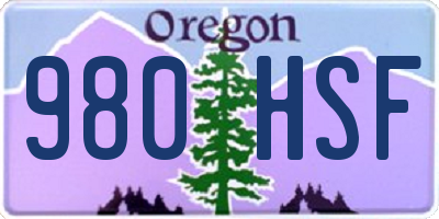 OR license plate 980HSF