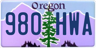 OR license plate 980HWA