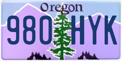 OR license plate 980HYK