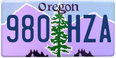 OR license plate 980HZA