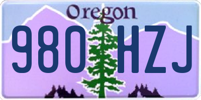 OR license plate 980HZJ