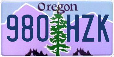 OR license plate 980HZK