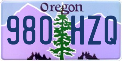 OR license plate 980HZQ