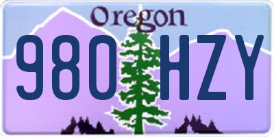 OR license plate 980HZY