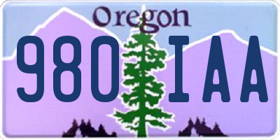 OR license plate 980IAA