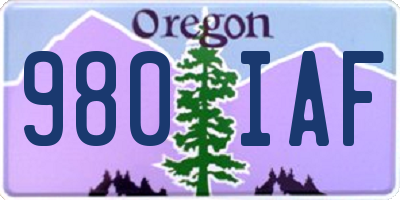 OR license plate 980IAF