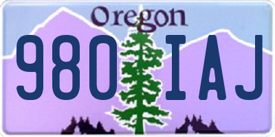OR license plate 980IAJ