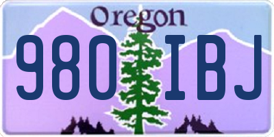 OR license plate 980IBJ