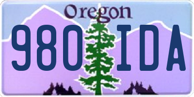 OR license plate 980IDA