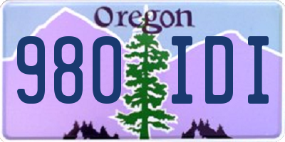 OR license plate 980IDI