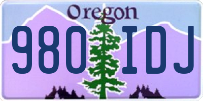 OR license plate 980IDJ