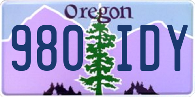 OR license plate 980IDY