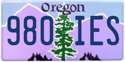 OR license plate 980IES