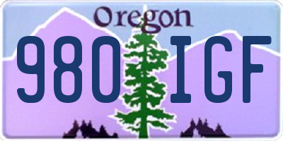 OR license plate 980IGF