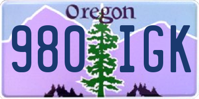 OR license plate 980IGK