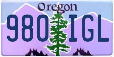 OR license plate 980IGL