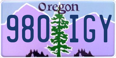OR license plate 980IGY