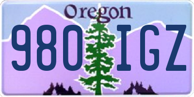 OR license plate 980IGZ