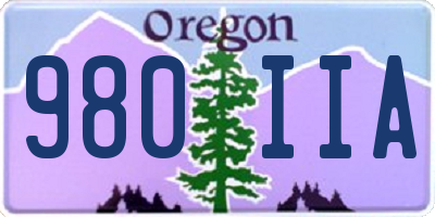 OR license plate 980IIA