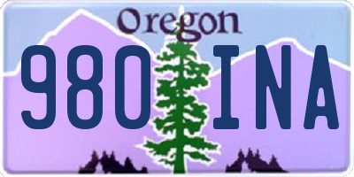 OR license plate 980INA