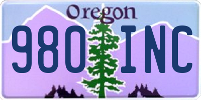 OR license plate 980INC