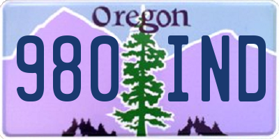 OR license plate 980IND