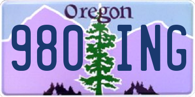 OR license plate 980ING