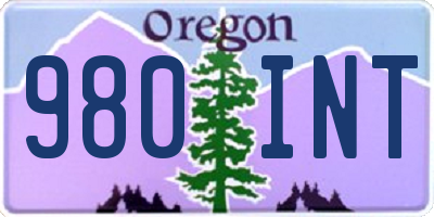 OR license plate 980INT