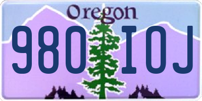 OR license plate 980IOJ