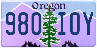 OR license plate 980IOY