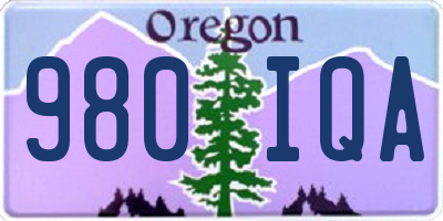 OR license plate 980IQA