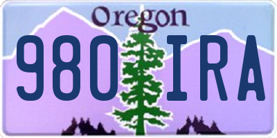 OR license plate 980IRA