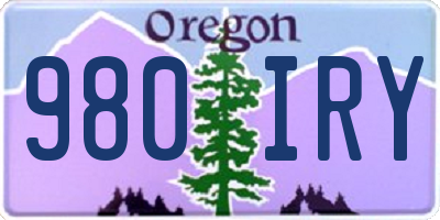 OR license plate 980IRY