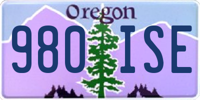 OR license plate 980ISE