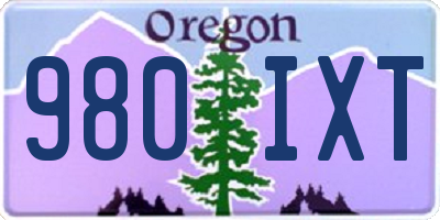 OR license plate 980IXT