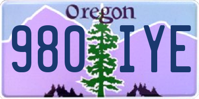 OR license plate 980IYE