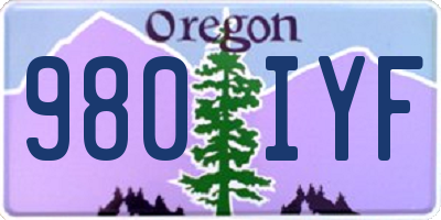 OR license plate 980IYF