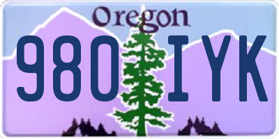 OR license plate 980IYK