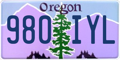 OR license plate 980IYL