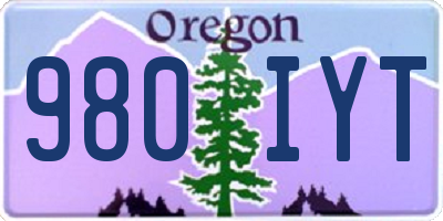 OR license plate 980IYT