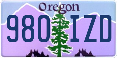 OR license plate 980IZD