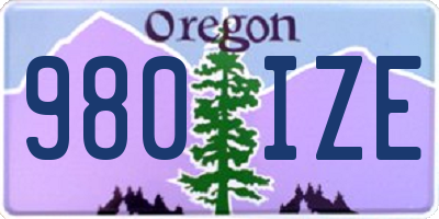 OR license plate 980IZE