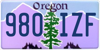 OR license plate 980IZF