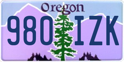 OR license plate 980IZK